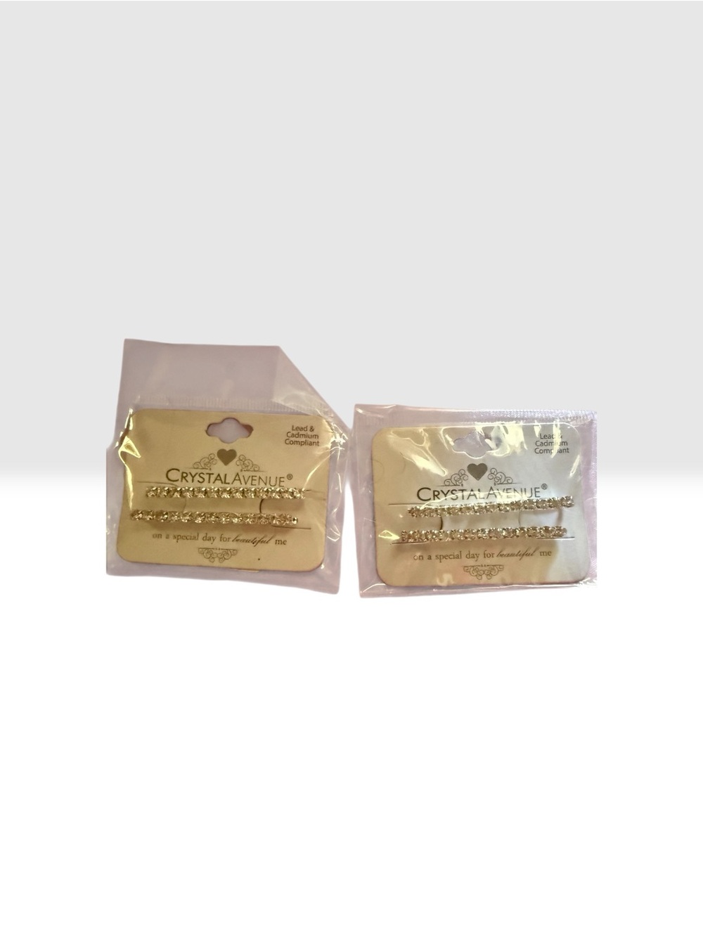 Crystal Avenue Gold Rhinestone Hair Clips - Set of 2 packages, 2 per package